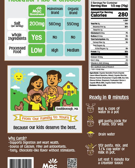 Carob Mac & Cheese, Chocolate Alternative (2 Pack) - Mac Goodness